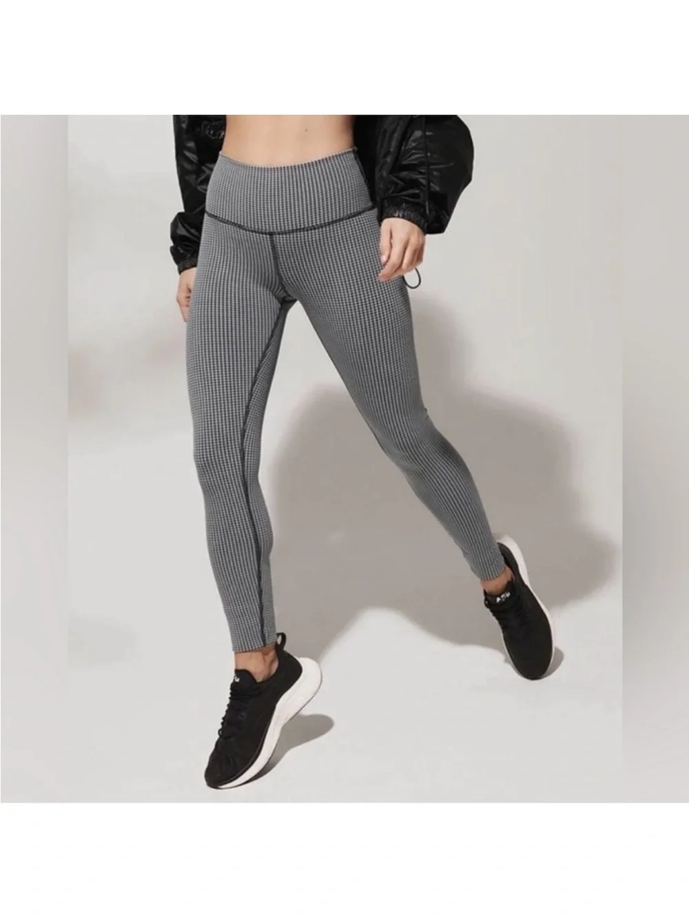 ALO Yoga Houndstooth High Waist Leggings Black White Stretch Yoga Pants Small